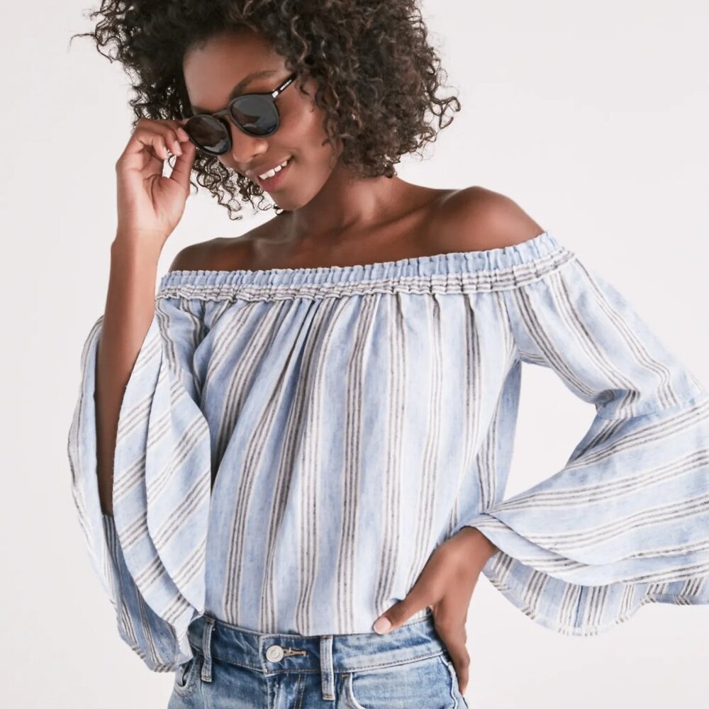 Lucky Brand off shoulder stripe top